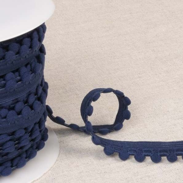 Elastique pompons 13 mm Bleu Marine x1m