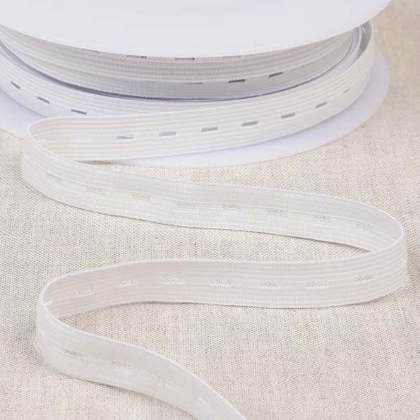 Elastique Boutonnière 15 mm Blanc x1m