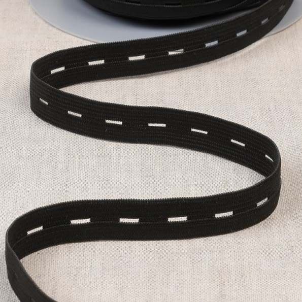 Elastique Boutonnière 15 mm Noir x1m