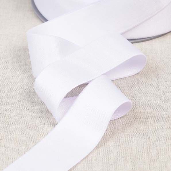 Elastique Microfibre ultra doux 25 mm Blanc x1m