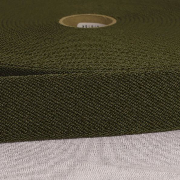 Elastique plat 33 mm Spécial ceinture Vert kaki x1m