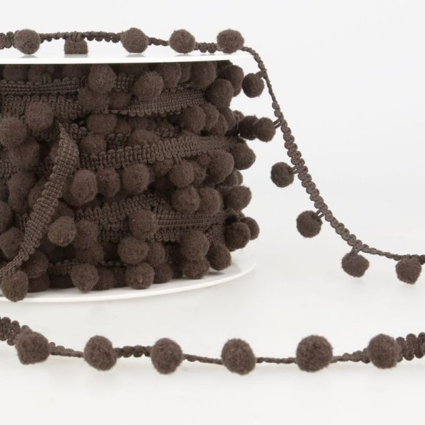 Galon Petit pompon Marron - Au mètre