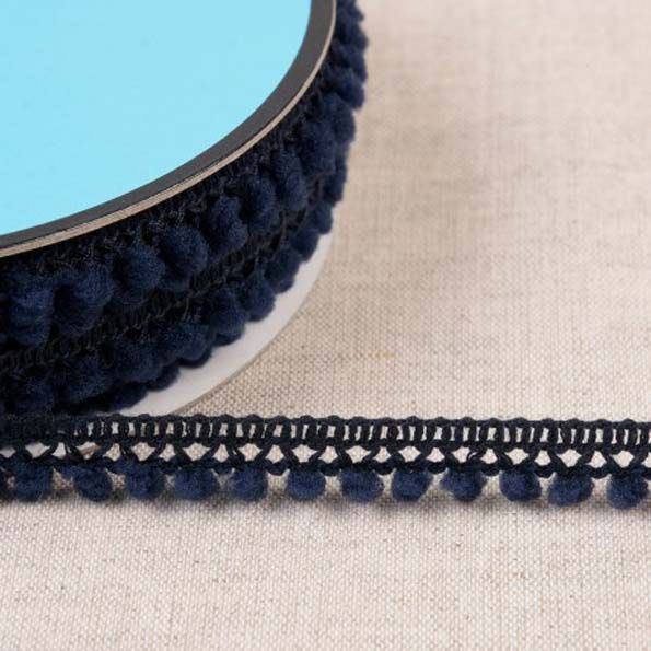 Galon petits pompons 10 mm Bleu Marine x1m