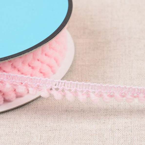 Galon petits pompons 10 mm Rose clair x1m