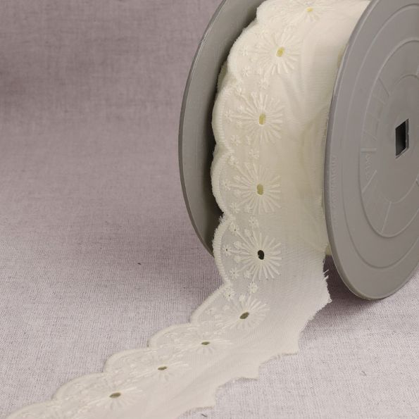 Broderie anglaise soleil Ecru x1m