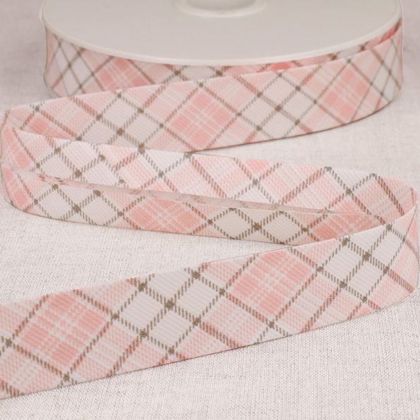 Biais écossais 25 mm Rose clair x1m