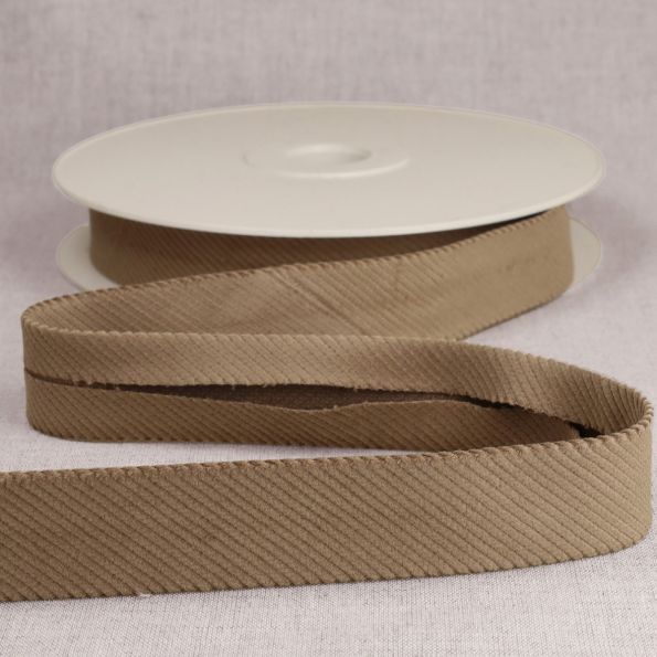 Biais Velours grosses côtes 25 mm beige x1m