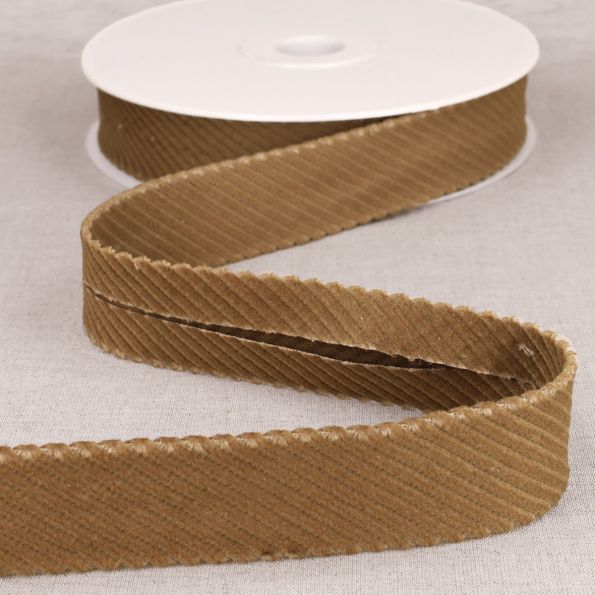 Biais Velours grosses côtes Beige - 30 mm