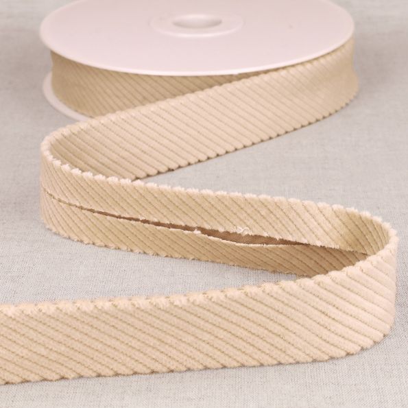 Biais Velours grosses côtes Ecru - 30 mm