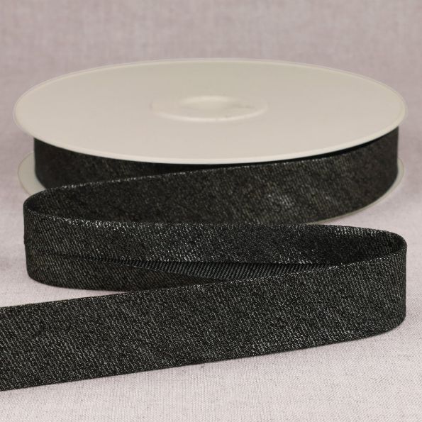 Biais Jean métallisé Noir x1m