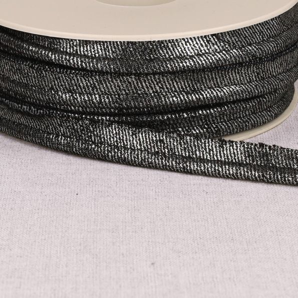Passepoil métallisé effet Jean Noir - 12 mm