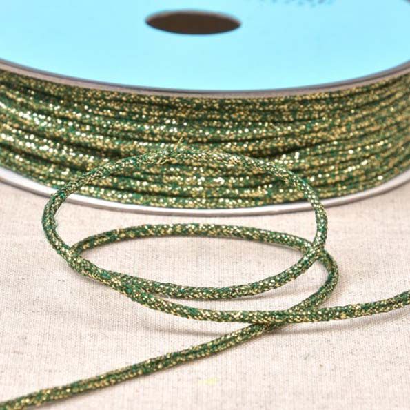 Cordon chiné lurex 2 mm Vert et or x1m