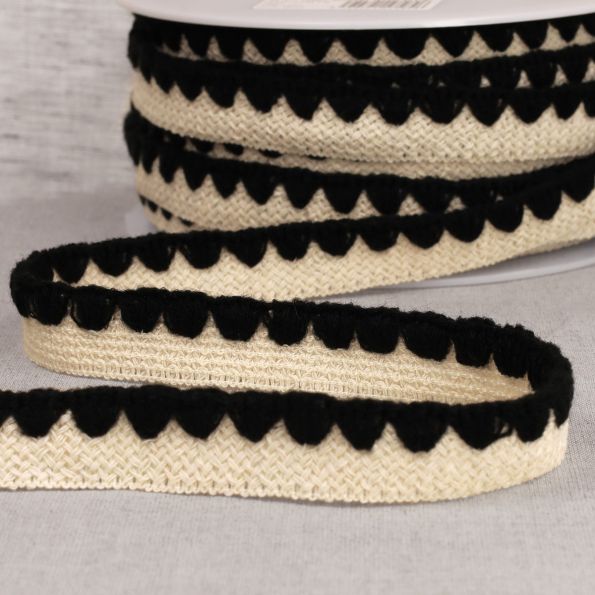 Galon Tresse pré pliée zig zag Noir x1m