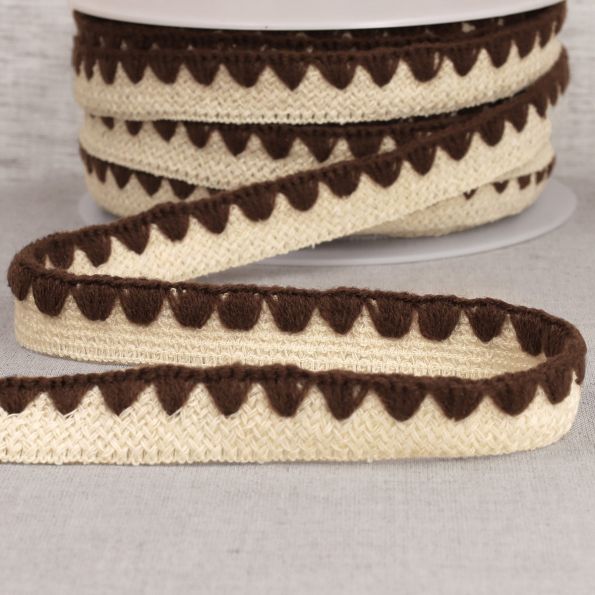 Galon Tresse pré pliée zig zag Marron Chocolat x1m