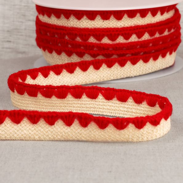 Galon Tresse pré pliée zig zag Rouge x1m