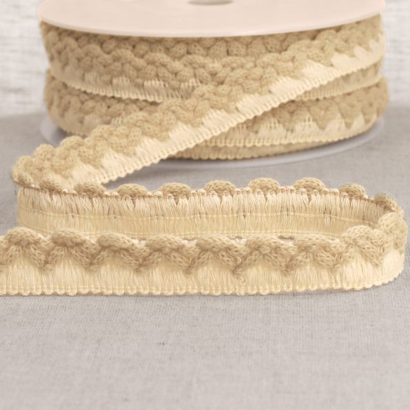 Galon Tresse zig zag 22 mm pompons Lin x1m