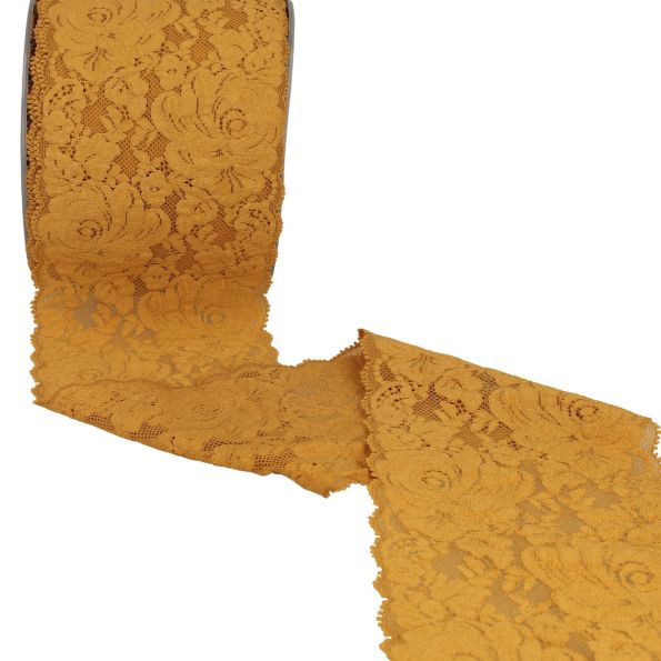 Dentelle élastique roses Cuivré - 100 mm