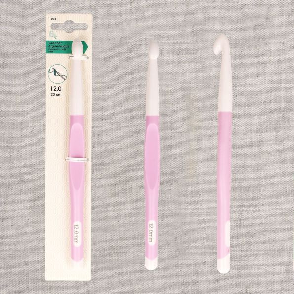 Crochet ergonomique taille 12 Rose clair
