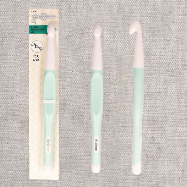 Crochet ergonomique taille 15 Vert d'eau