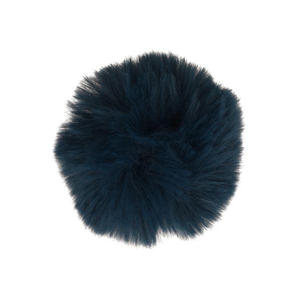 Pompon imitation fourrure 10 cm Bleu marine x1