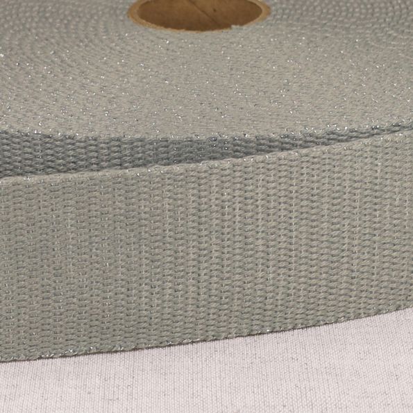 Sangle Polyester Lurex aspect Coton 40 mm Vert gris x1m