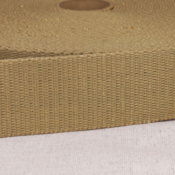 Sangle Polyester Lurex aspect Coton 40 mm Beige x1m