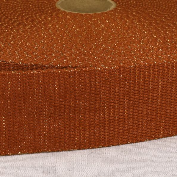 Sangle Polyester Lurex aspect Coton 40 mm Rouille x1m