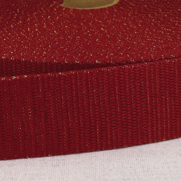 Sangle Polyester Lurex aspect Coton 40 mm Bordeaux x1m