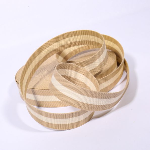 Sangle Coton 30 mm Bicolore Beige x1m