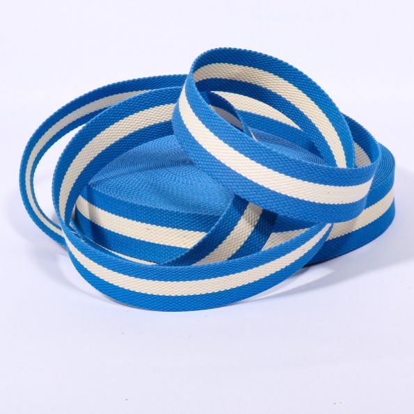 Sangle Coton 30 mm Bicolore Bleu roi x1m