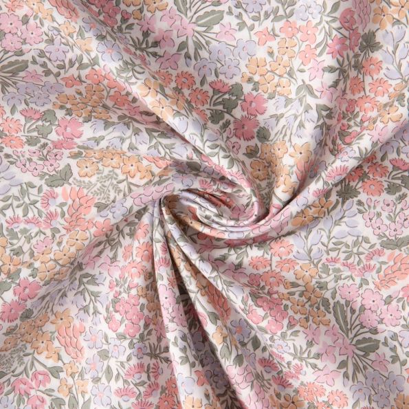 Tissu Liberty of London Library Edit II Rose pastel sur fond Blanc - Par 10 cm