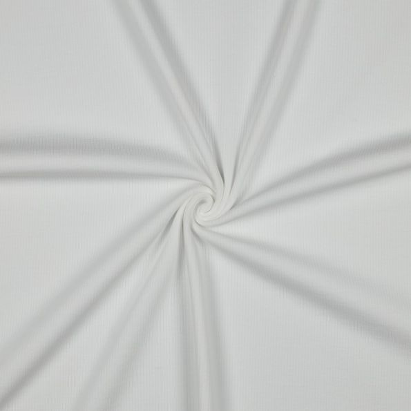 Tissu Jersey Coton côtelé uni Blanc - Par 10 cm