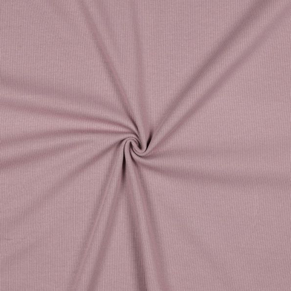 Tissu Jersey Coton côtelé uni Vieux rose - Par 10 cm