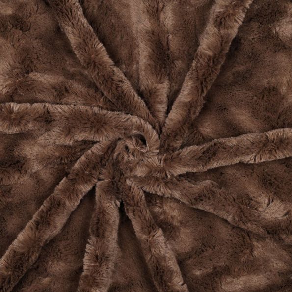 Tissu Fausse fourrure Teddy uni Brun - Par 10 cm