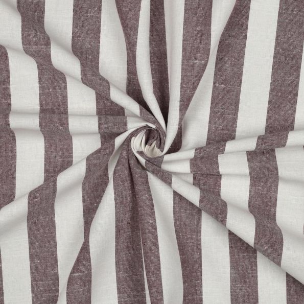 Tissu Coton Fil teint Suzy rayures Aubergine sur fond Blanc - Par 10 cm