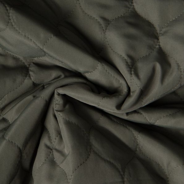 Tissu Doudoune matelassé Garance sur fond Vert kaki foncé - Par 10 cm