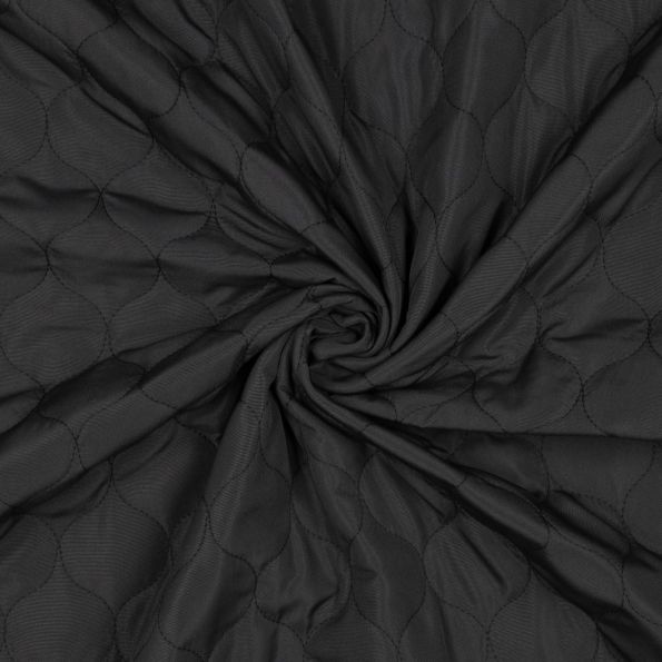 Tissu Matelassé réversible Paula uni Noir - Par 10 cm