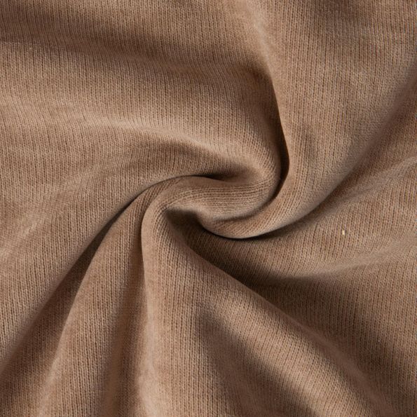 Tissu Maille Velours double face Cerys   sur fond Taupe - Par 10 cm