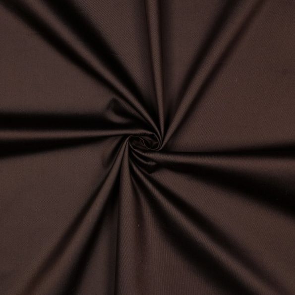 Tissu Satin de Coton uni Marron chocolat - Par 10 cm