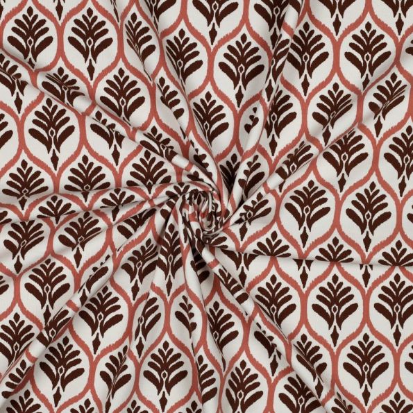 Tissu Jersey Coton imprimé Alvé fleuris sur fond Blanc - Par 10 cm