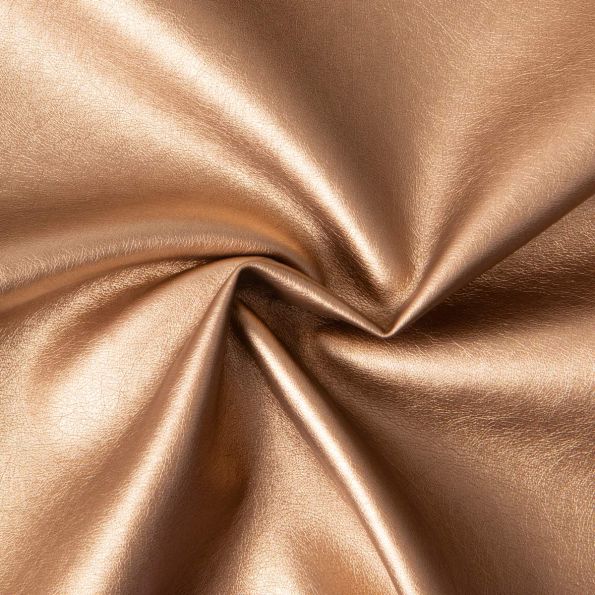 Tissu Simili cuir d'habillement métallisé souple uni Cuivre - Par 10 cm