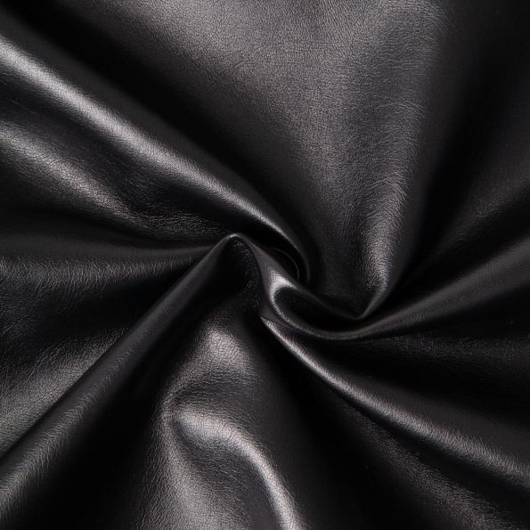 Tissu Simili cuir d'habillement métallisé souple uni Gris anthracite - Par 10 cm