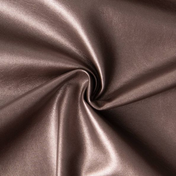 Tissu Simili cuir d'habillement métallisé souple uni Marron - Par 10 cm