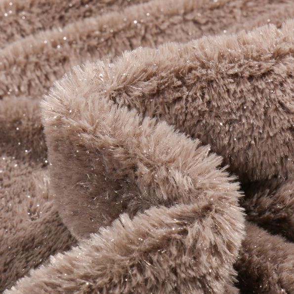 Tissu Fausse fourrure Pailleté Taupe - Par 10 cm