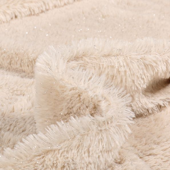 Tissu Fausse fourrure Pailleté Ecru - Par 10 cm