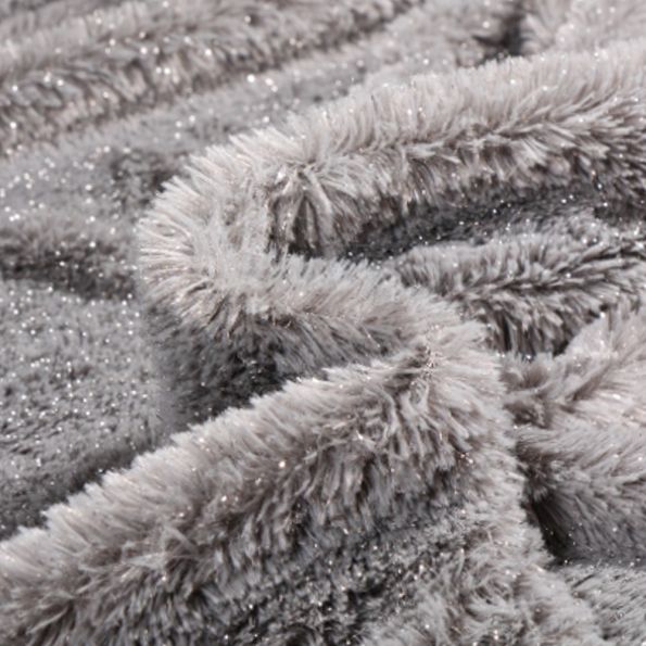 Tissu Fausse fourrure Pailleté sur fond Gris - Par 10 cm