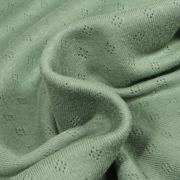 Coupon Tissu Jersey Coton ajouré uni Vert amande - Coupon de 20 cm