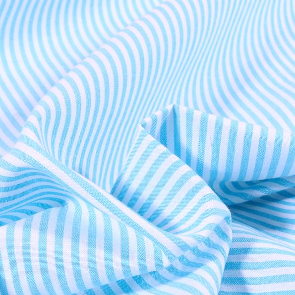 Tissu Vichy Rayures Turquoise - Par 10 cm