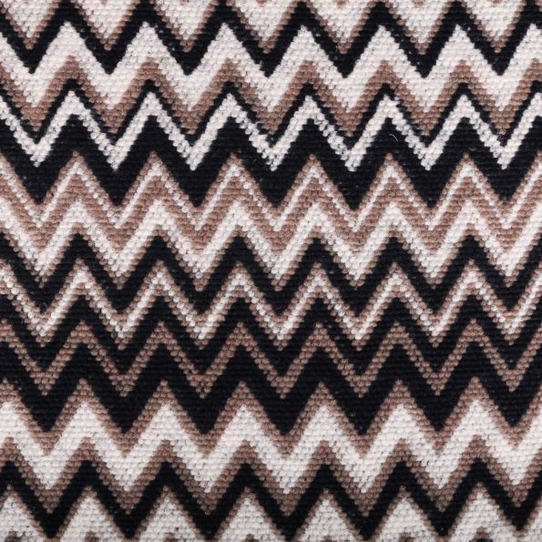 Tissu Lainage Chevrons Beiges et noirs sur fond Blanc - Par 10 cm