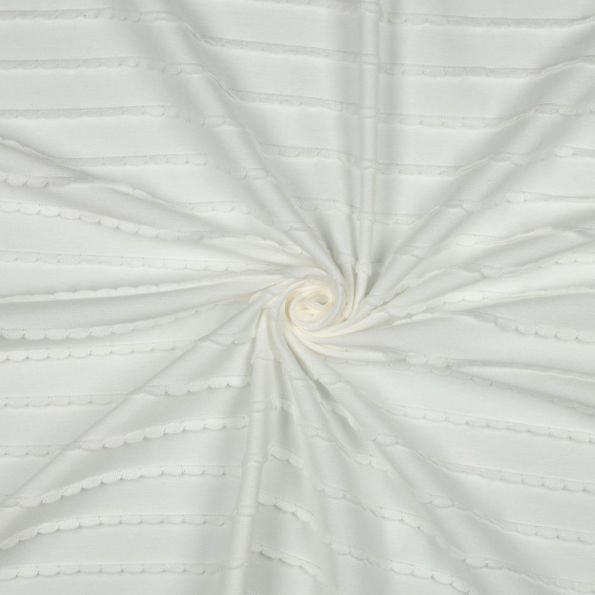 Tissu Jersey Coton à volants uni Blanc - Par 10 cm